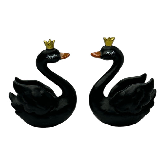 Elegant Black Swan Pair – Crown Swan Showpiece
