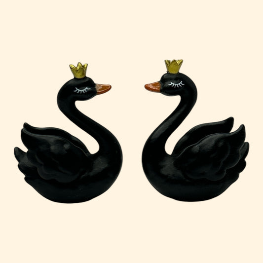 Elegant Black Swan Pair – Crown Swan Showpiece
